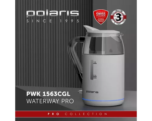 Чайник Polaris PWK 1563CGL белый/прозрачный