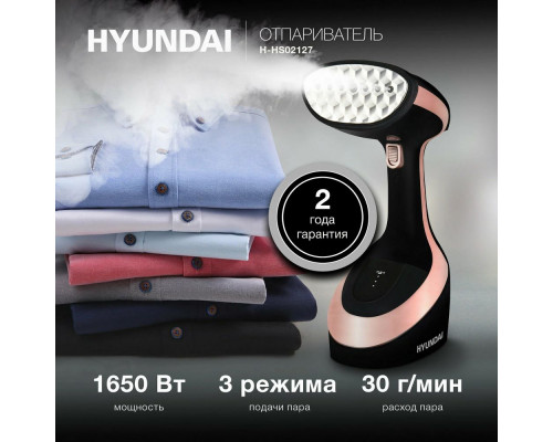 Отпариватель ручной Hyundai H-HS02127 1650Вт черный/розовый