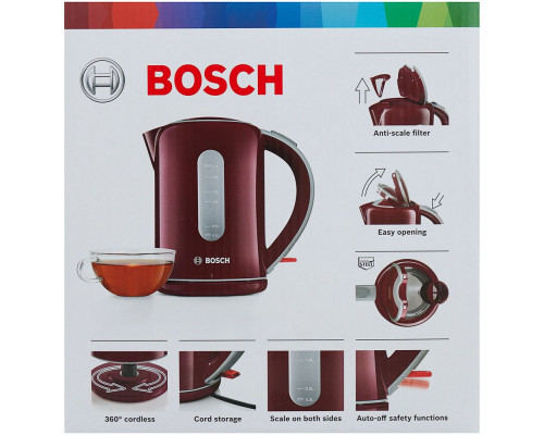 Чайник Bosch TWK7604 1.7л. 2200Вт бордовый