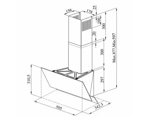 Вытяжка HiSTORY CAG65S 1FBK черное стекло