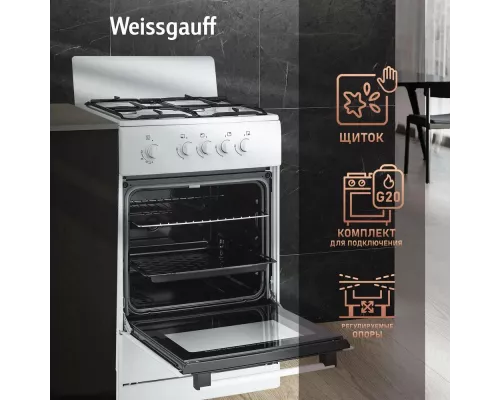 Кухонная плита Weissgauff WGS G4G01 W белый