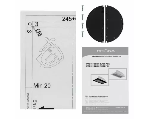 Встраиваемая вытяжка KRONA KATE 600 GLASS BLACK PB K