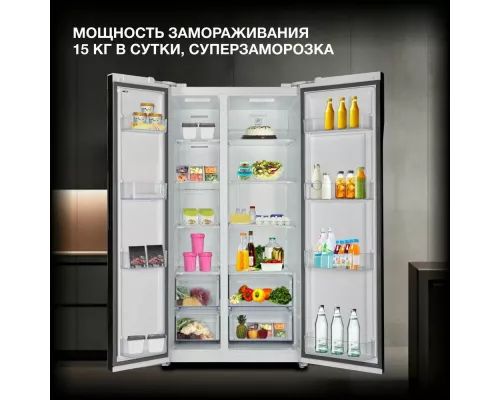 Холодильник Hyundai CS6503FV черное стекло