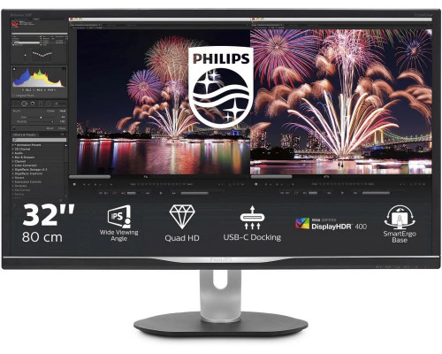 Монитор 32" PHILIPS 328P6AUBREB/00 Black с поворотом экрана (IPS, LED, 2560x1440, 4 ms, 178°/178°, 450 cd/m, 50M:1, +HDMI, +DisplayPort, +USB-Type C, +RJ45, +MM)