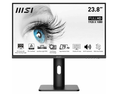 Монитор 23.8" MSI PRO MP243P 16:9 FHD(1920x1080 ) IPS Flat,5ms(GTG),1000:1,100M:1,250nit,178/178,HDMI 1.4,DP 1.2,Tilt,Swivel,Height,Pivot,VESA,75Hz,Black