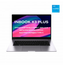 Ноутбук 15.6" INFINIX Inbook X3 Plus 12TH XL31 [71008301378] IPS FHD/Core i3-1215U/8Gb/SSD256Gb/Intel UHD Graphics/Free DOS серый