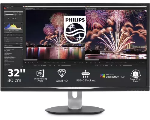 Монитор 32" Philips 328P6AUBREB/00 Black с поворотом экрана (IPS, LED, 2560x1440, 4 ms, 178°/178°, 450 cd/m, 50M:1, +HDMI, +DisplayPort, +USB-Type C, +RJ45, +MM)