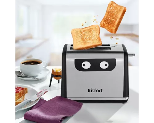 Тостер Kitfort КТ-6221 870Вт нержавеющая сталь/черный