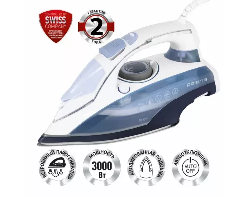 Утюг Polaris PIR 3074 SG AA 3m Белый/голубой