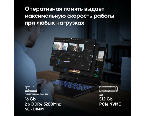 Ноутбук IRU Калибр 15ALC Core i5 12500H 16Gb SSD512Gb NVIDIA GeForce RTX 3050 4Gb 15.6" IPS FHD (1920x1080) Free DOS black WiFi BT Cam 3465mAh