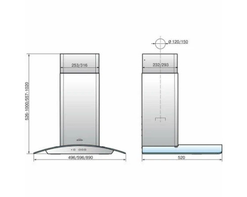 Вытяжка каминная ELIKOR Аметист 60П-430-К3Д черный/тон.стекло