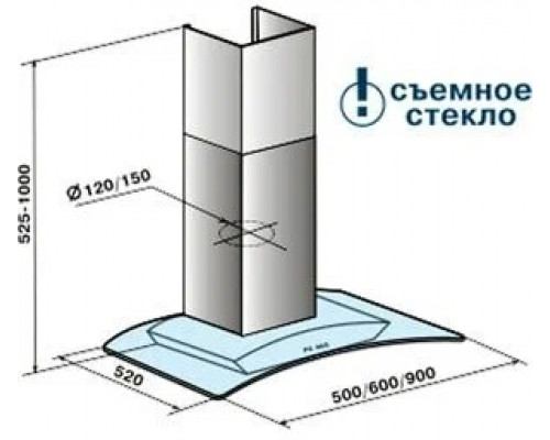 Вытяжка каминная ELIKOR Аметист 60П-430-К3Д черный/тон.стекло