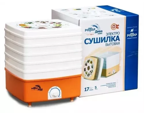 Сушилка для овощей и фруктов Ротор-Дива-Люкс СШ-010-02 (002), 5 поддонов (гофратара)