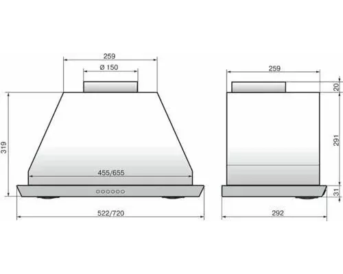 Вытяжка ELIKOR 52Н-650-Э3Д Врезной блок нержавеющая сталь