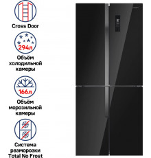 Холодильник MAUNFELD MFF182NFBE черный (трехкамерный)