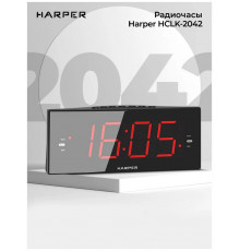 Часы с радиобудильником HARPER HCLK-2042 черный/красный