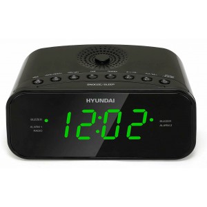 Часы с радиобудильником HYUNDAI H-RCL221 черный/зеленый