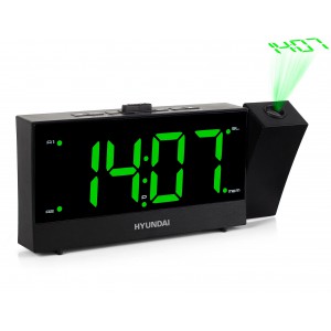 Часы с радиобудильником HYUNDAI H-RCL243 черный/зеленый+проектор