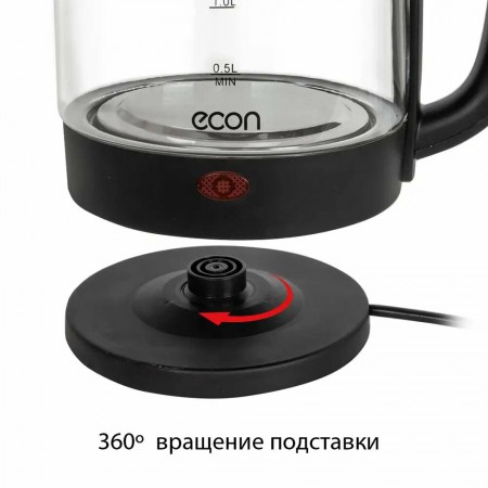Чайник ECON ECO-1825KE стекло/черный
