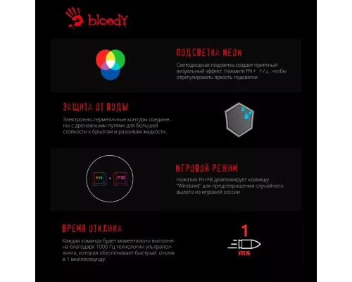 Клавиатура A4Tech Bloody B125N черный