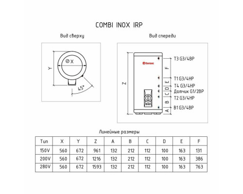 Водонагреватель накопительный THERMEX IRP 300 V (combi)