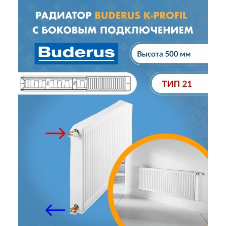 Радиатор стальной K-Profil 21/500/700 боковое подключение, без кронштейнов
