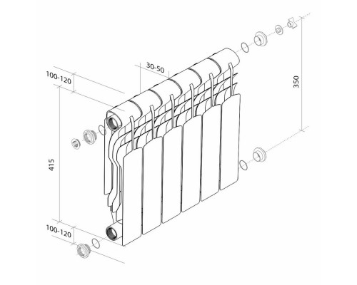 Радиатор Royal Thermo Revolution Bimetall 500 2.0 – 8 секц.