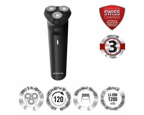 Бритва Polaris PMR 0411RC ProLong 4D Li+  черный