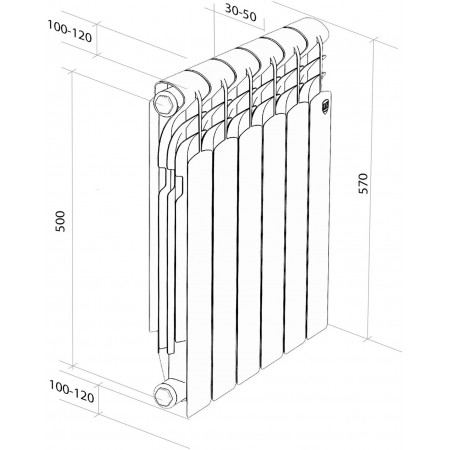 Радиатор алюминиевый Royal Thermo Revolution 500 2.0 - 12 секц.