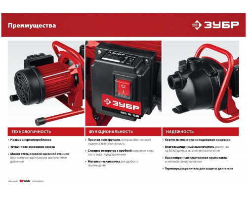 Насосная станция поверхностный Зубр Мастер НПЦ-М1-600 600Вт 3000л/час