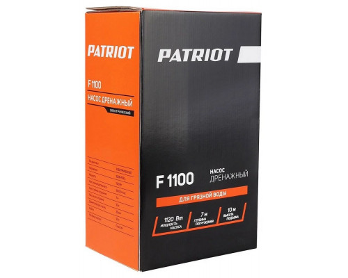 Насос садовый дренажный Patriot F 1100 1120Вт 15700л/час