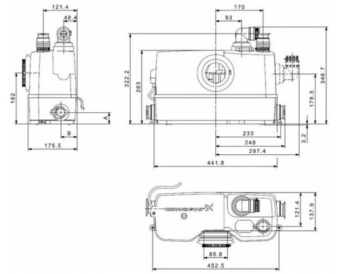 Насос канализационный GRUNDFOS SOLOLIFT2 WC-1  620Вт 2800об/мин высота 8.5м (97775314)