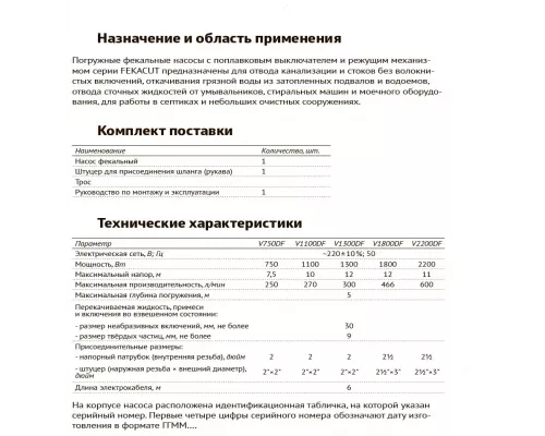 Канализационный насос Unipump Fekacut V1300DF