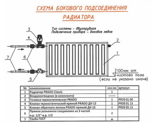 Радиатор PRADO Classic 22*500* 800 (1734Вт)