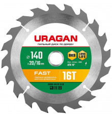 Диск пильный по дереву URAGAN Fast 140*20/16мм 16Т 36800-140-20-16