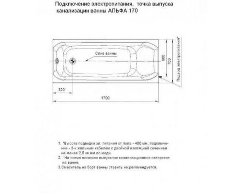 Ванна aquatek АЛЬФА 170 пустая с фр.экр