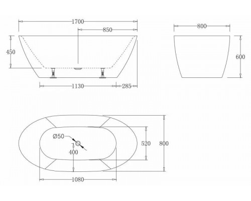 Ванна BELBAGNO BB77-1700-W0