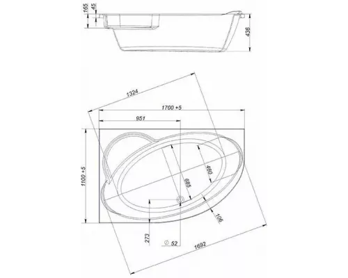 Ванна акриловая Массандра 170*110 правая