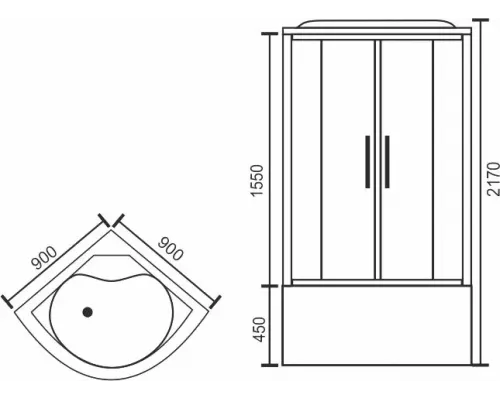 Душевая кабина Royal Bath 90 BK1-M 900*900*2170