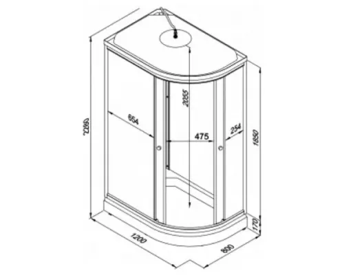 Душевая кабина Triton Коралл 120*80 А прав 1/4 круга, низ.подд., Белый ДН4