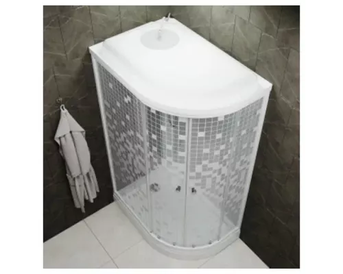 Душевая кабина Triton Коралл 120*80 А прав 1/4 круга, низ.подд., Белый ДН4