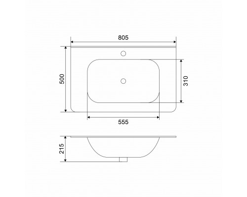 Раковина мебельная Mirsant Astra 80 80,5*50*21,5