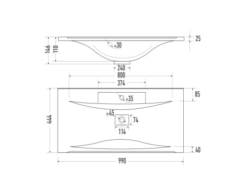 Раковина мебельная Mirsant Premier 100 99*44,4*14,8