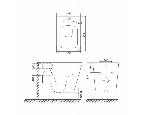 Унитаз подвесной CUBE 2