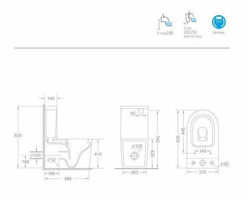 Унитаз напольный компакт CeramaLux NS-2178