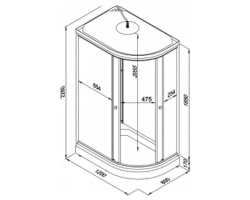 Душевая кабина Triton Коралл 120*80 А прав 1/4 круга, низ.подд., Белый ДН4