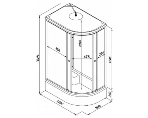 Душевая кабина Triton Коралл 120*80 B лев 1/4 круга, сред.подд., Белый ДН4