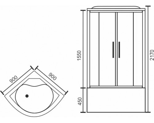 Душевая кабина Royal Bath 90 BK1-M 900*900*2170