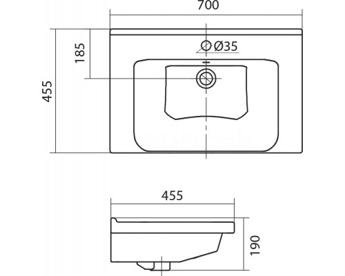 Раковина мебельная Santek Миранда 70 70*45,5*19