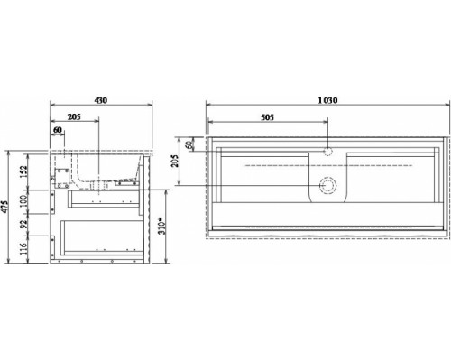 Раковина мебельная SanFlor TIMZER TS-54089 Oceanida 103 103x48x10